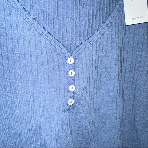 Blue Ribbed Cropped Top Baby Tee - Picture 3 of 5